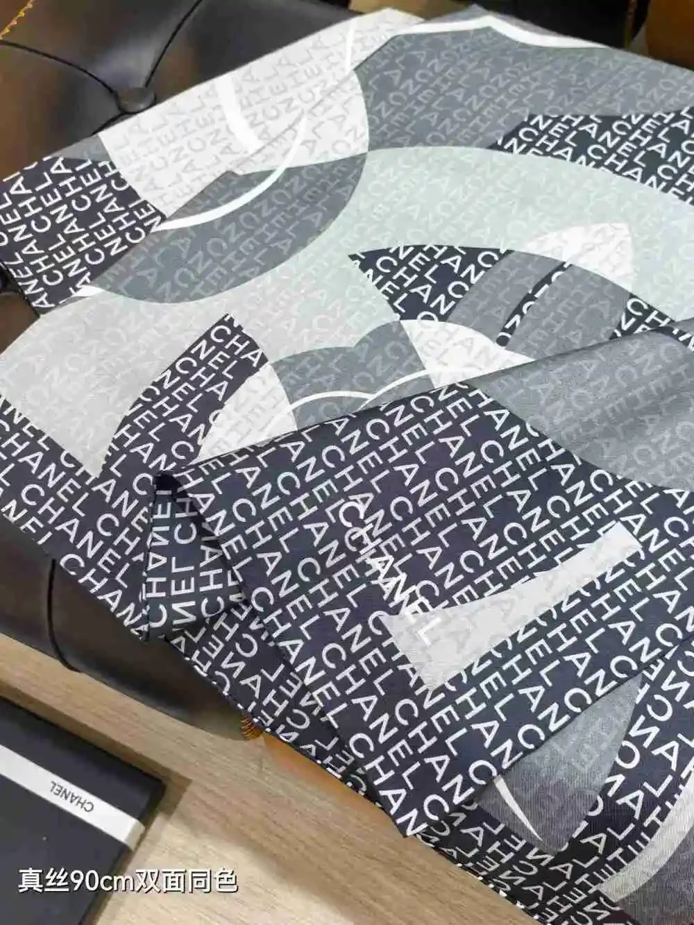 CHANEL Silk Logo Print Square Scarf 90×90cm